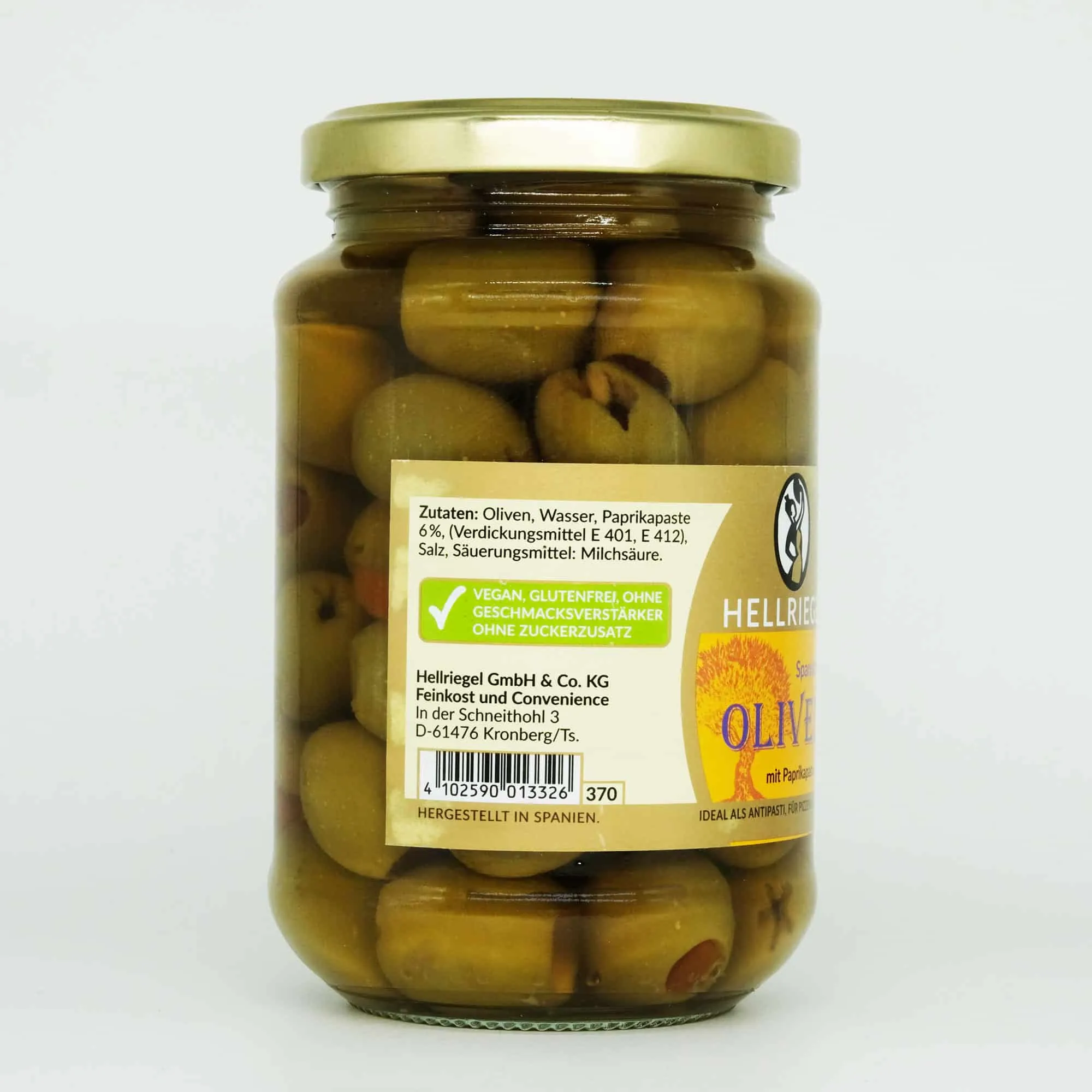 Hellriegel Raffinesse Grüne Oliven mit Paprika 200 g – Bild 2