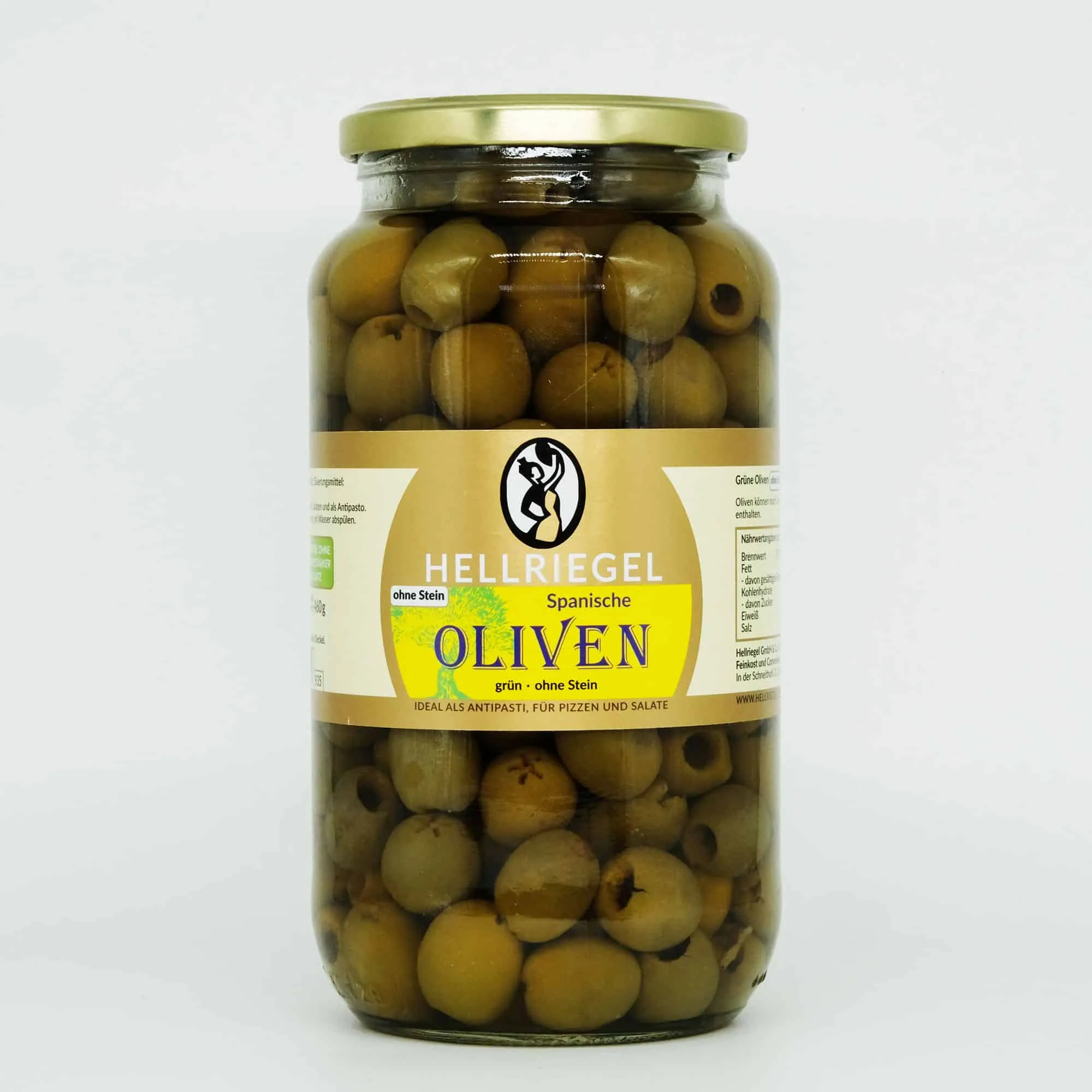 Hellriegel Raffinesse Grüne Oliven ohne Stein 460 g