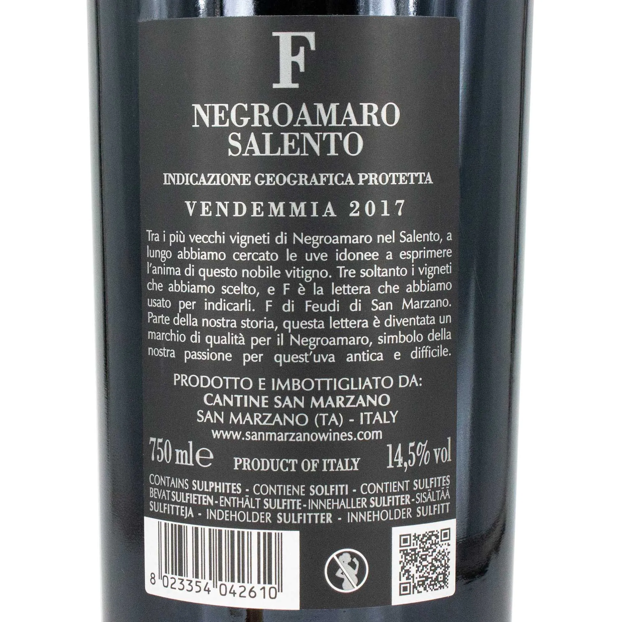 F Negroamaro Salento – IGP 2019, 14,5 % vol. 750 ml – Bild 3