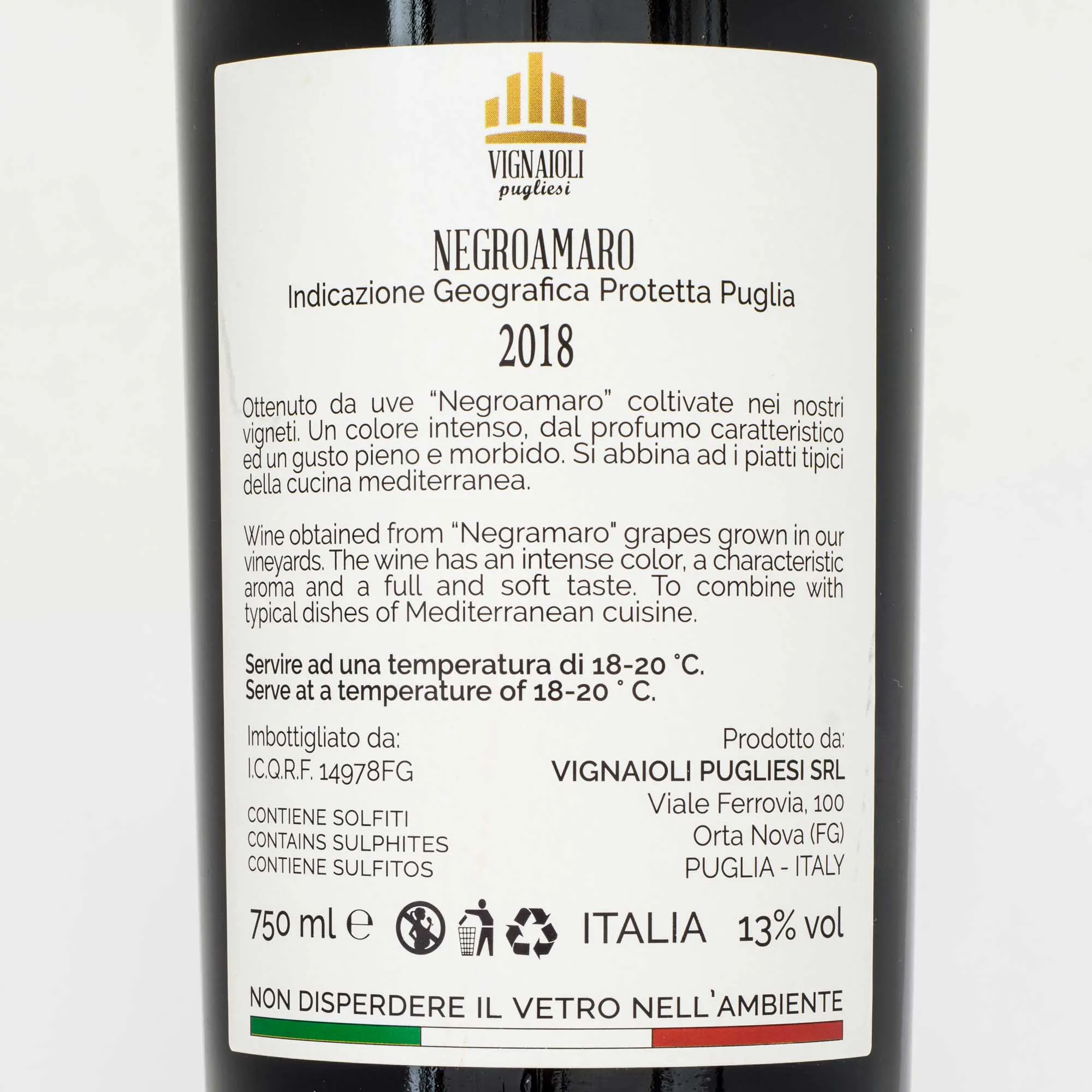 Vignaioli Negroamaro – I.G.P – 2019 13 % vol. 750 ml – Bild 2