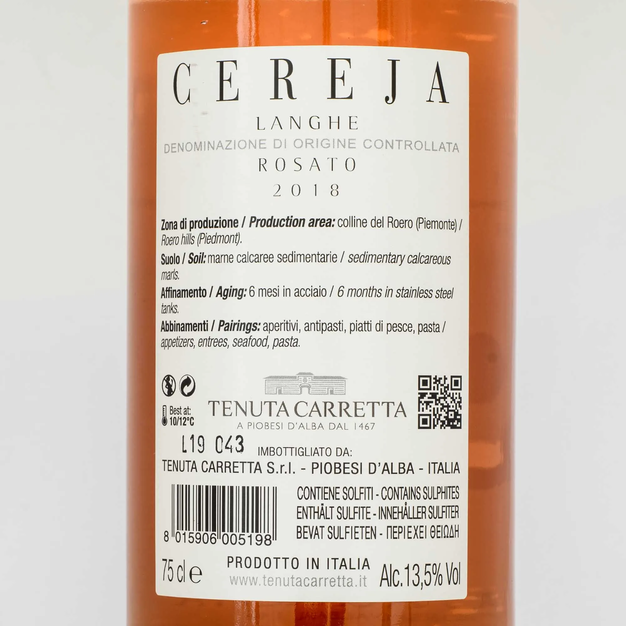 Langhe Rosato Cereja D.O.C. 2020 – Tenuta Carreta 13,5%Vol. 750 ml – Bild 2