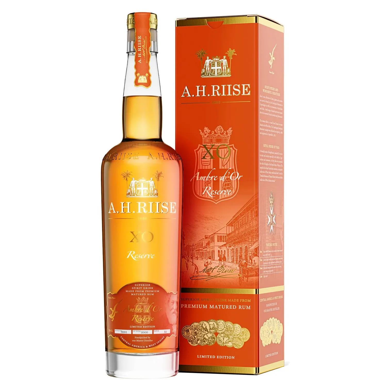A.H. Riise XO Ambre dOr Reserve – 42% Vol. 0,70 l – West Indies Virgin Islands