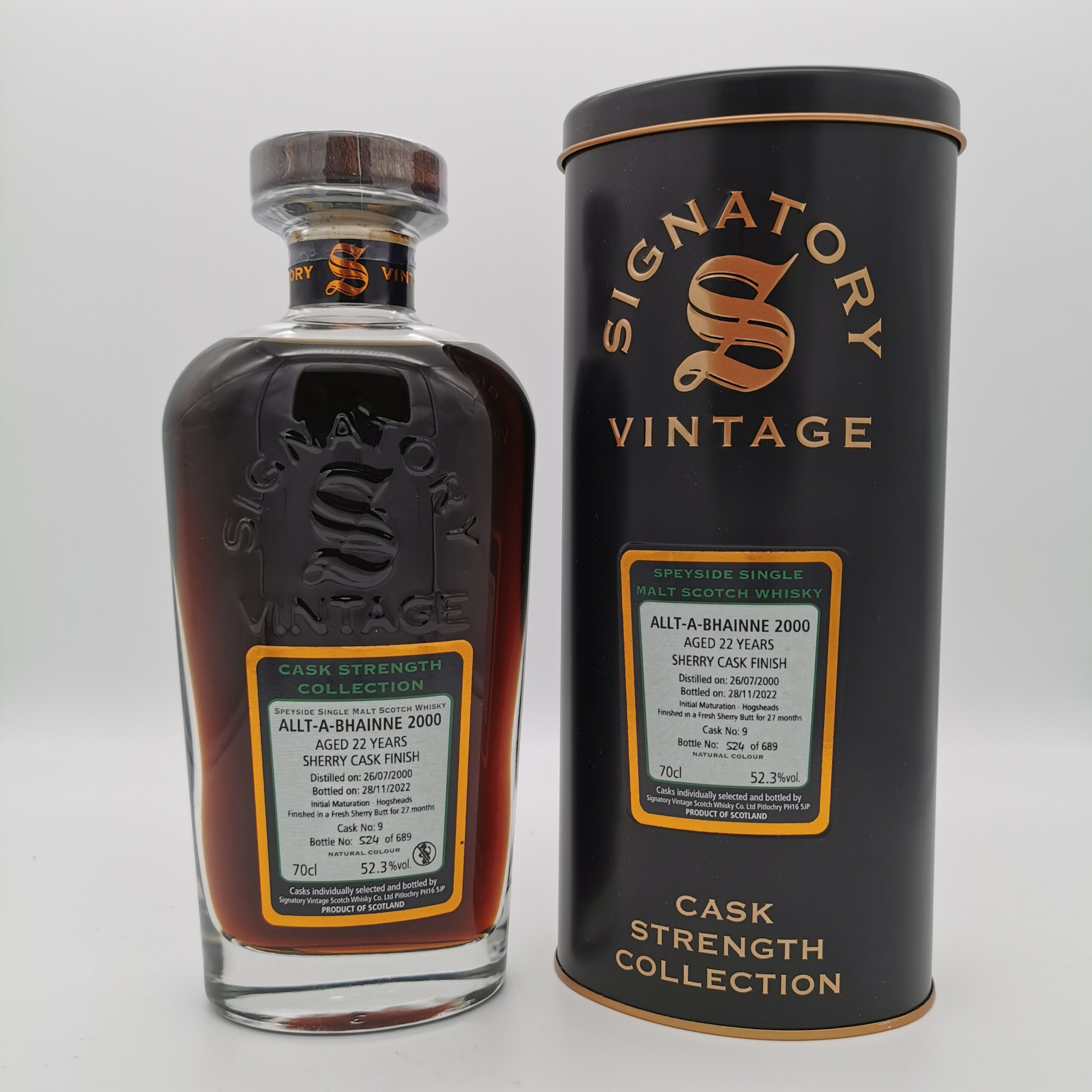 Allt-A-Bhainne 22 Jahre 2000/2022 Sherry Butt #9 -Signatory Vintage- 52,3%vol. 0,7L – Bild 2