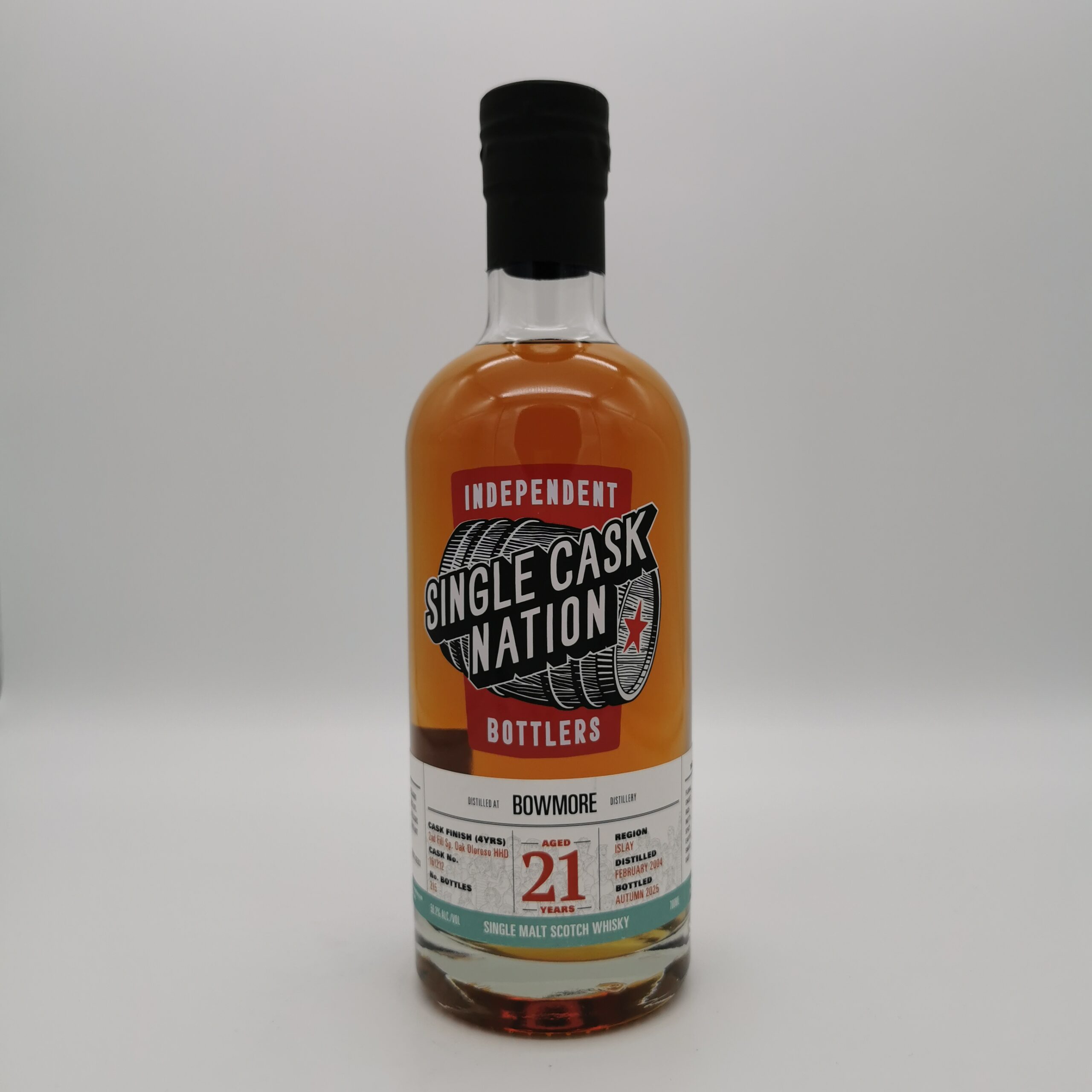 Bowmore 21 Jahre Oloroso Sherry Hogshead #161212 –Single Cask Nation- 56,2%vol. 0,7L