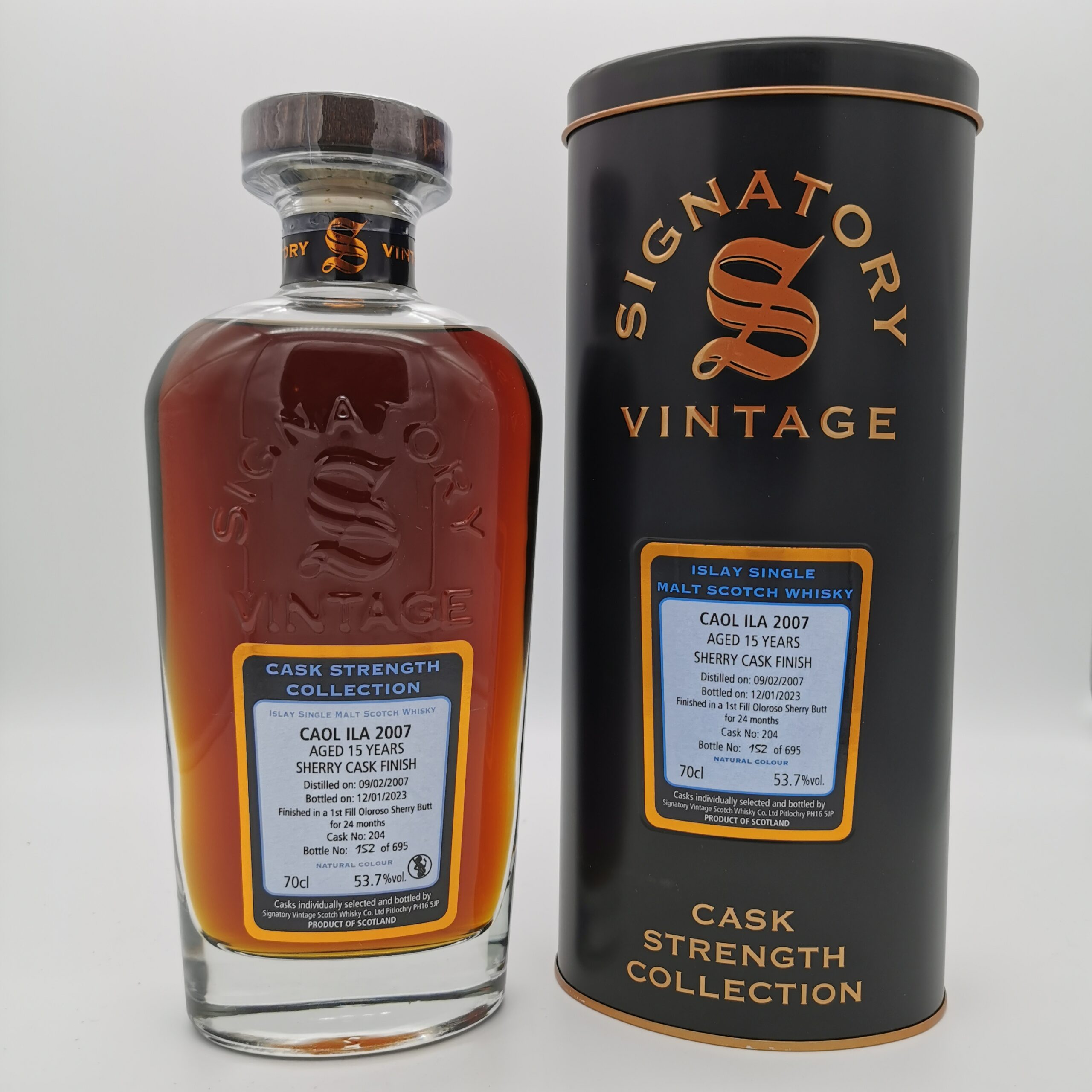 Caol Ila 15 Jahre 2007/2023 Cask Strength Collection #204 -Signatory Vintage- 53,7%vol. 0,7L