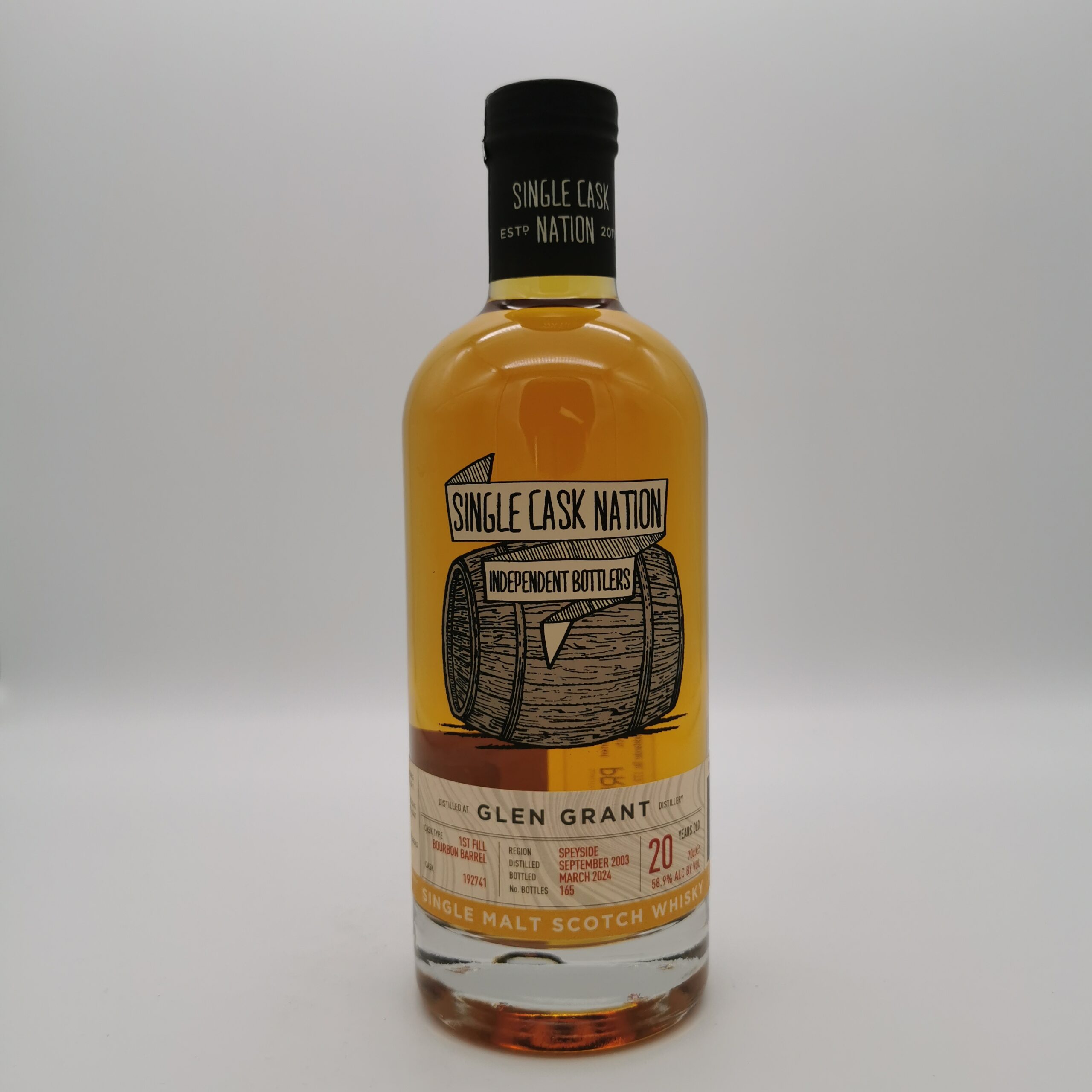 Glen Grant 20 Jahre 2003/2024 1st Fill Bourbon Barrel #192741 –Single Cask Nation- 58,9%vol. 0,7L