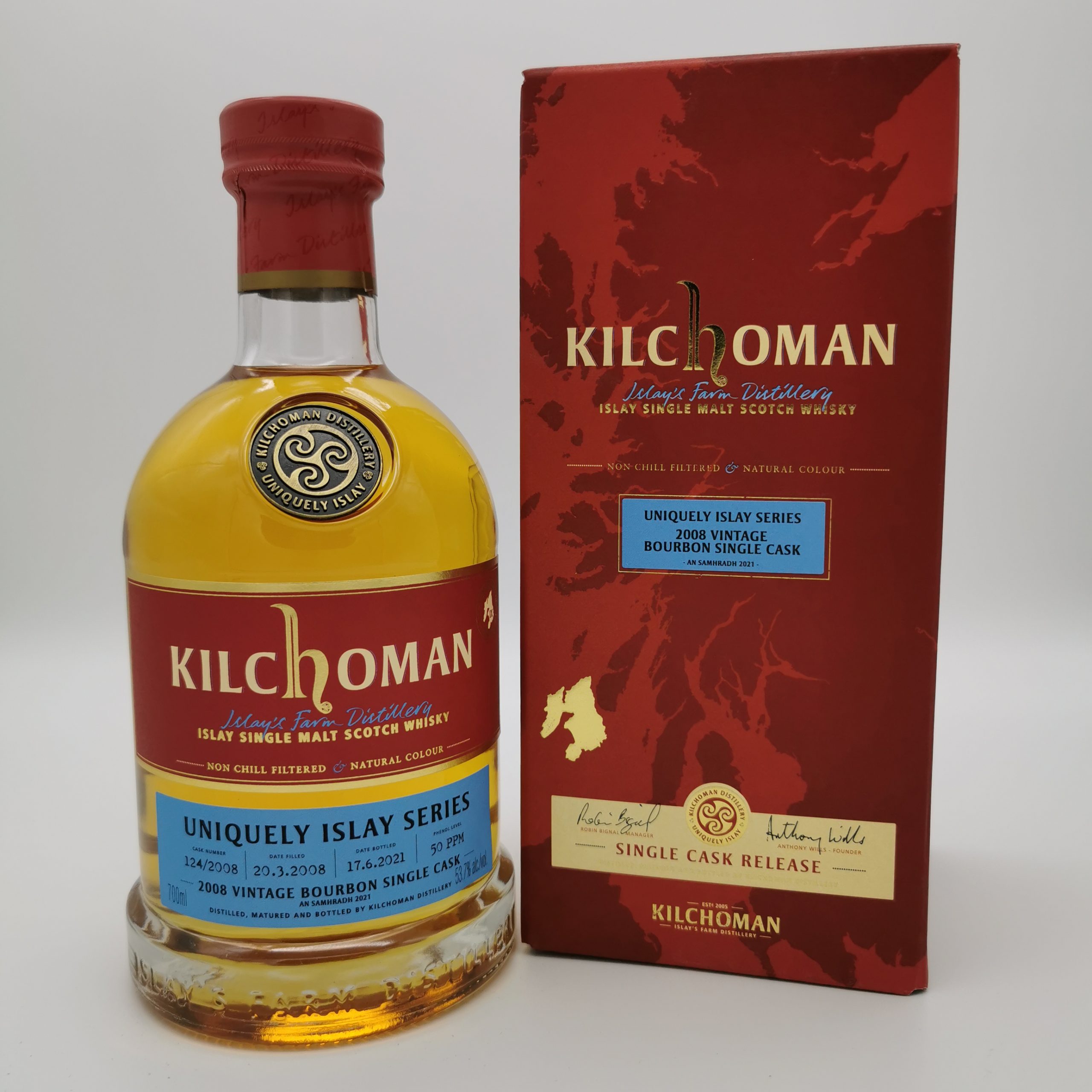 Kilchoman 2008 13 Jahre Fresh Bourbon Cask 124/2008 -An Samhradh 2021- 53,7%vol. 0,7L – Bild 2