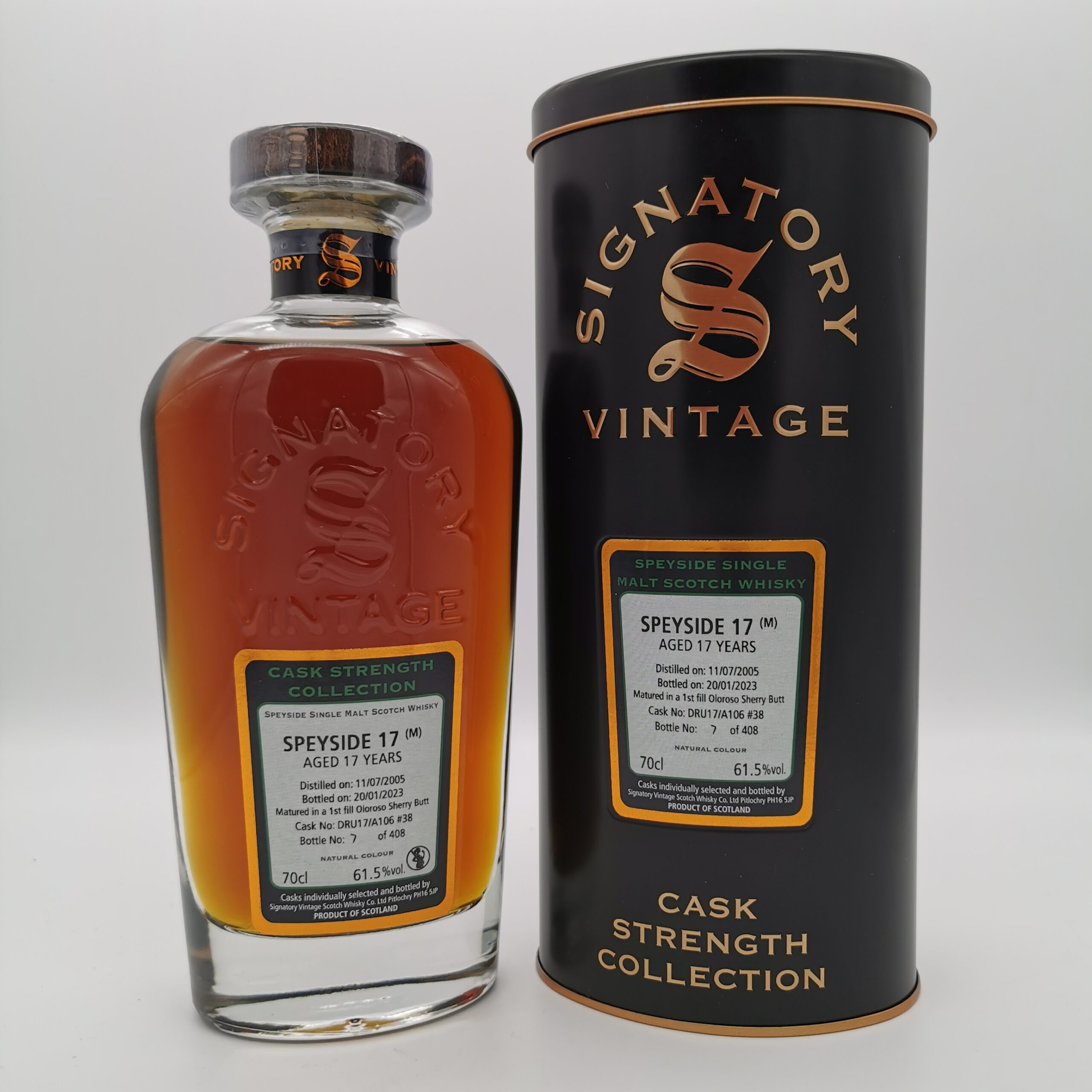 Speyside 17 (M) 2005/2023 Oloroso Sherry Butt #DRU 17/A106 #38 -Signatory Vintage- 61,5%vol. 0,7L